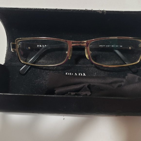 AUTHENTIC PRADA MADE IN ITALY BLACK AND SILVER FRAME GLASSES WITH ORIGINAL CASE - Picture 3 of 8